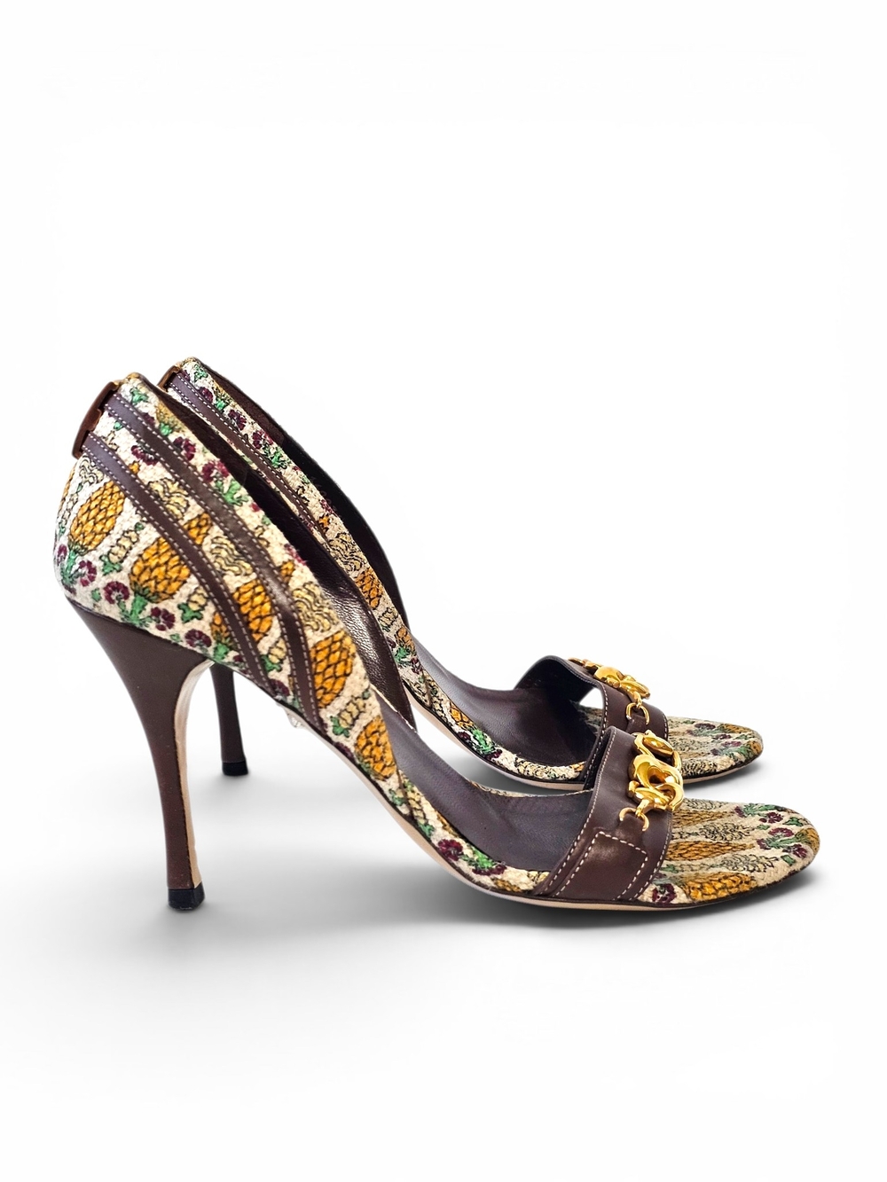 ARCHIVAL Gucci SS 2005 Pineapple Pigna Horsebit d'Orsay Sandals 8